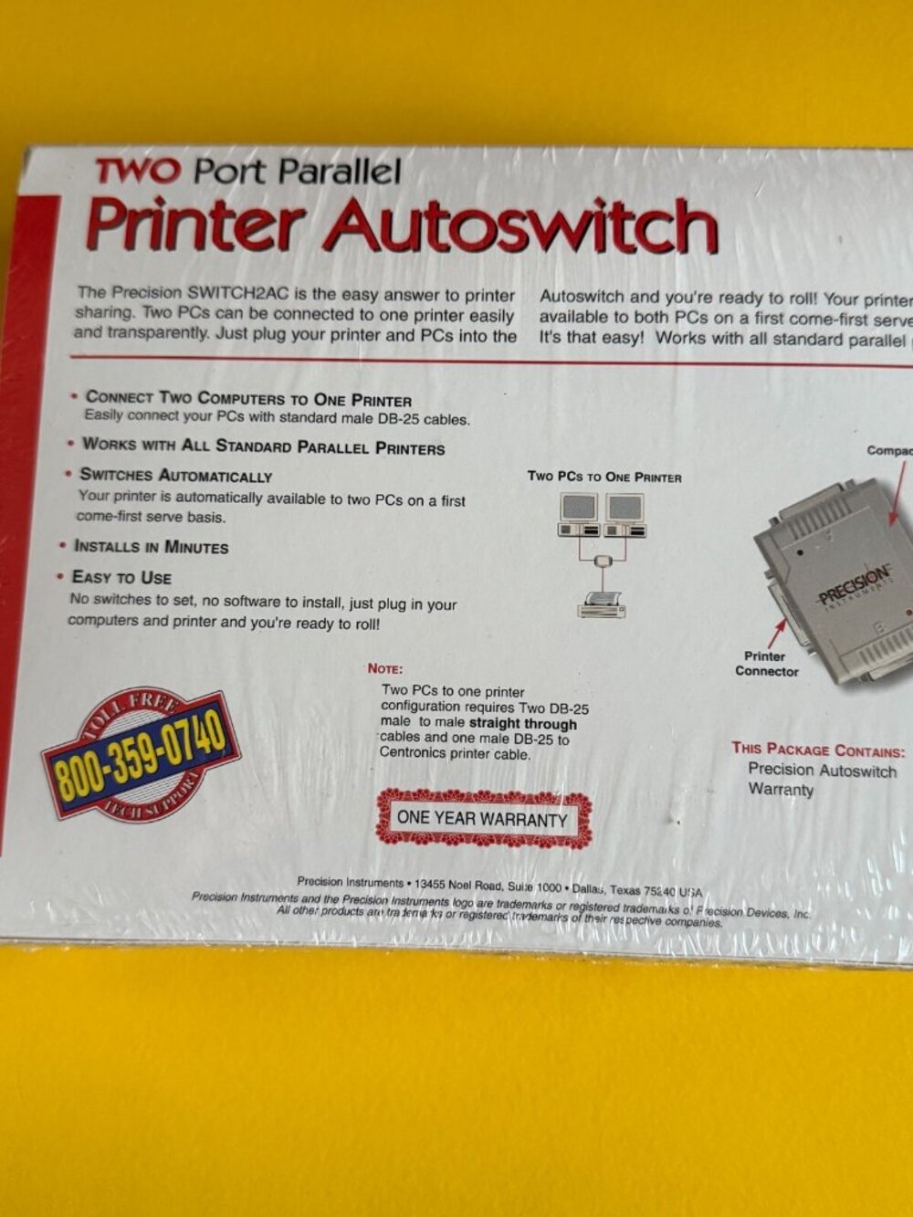NEW Precision Instruments Two Port Parallel Printer Autoswitch Gray SWITCH2AC - Picture 2 of 13